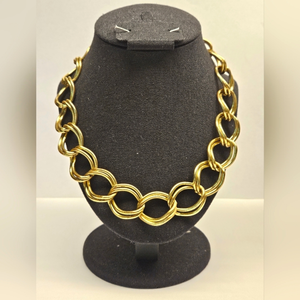 Signed Baskin Brothers Chunky Goldtone Chain Necklace